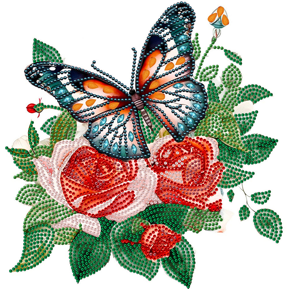 Diamond Painting - Partial Special Shaped - flowers and butterflies (30*30CM)
