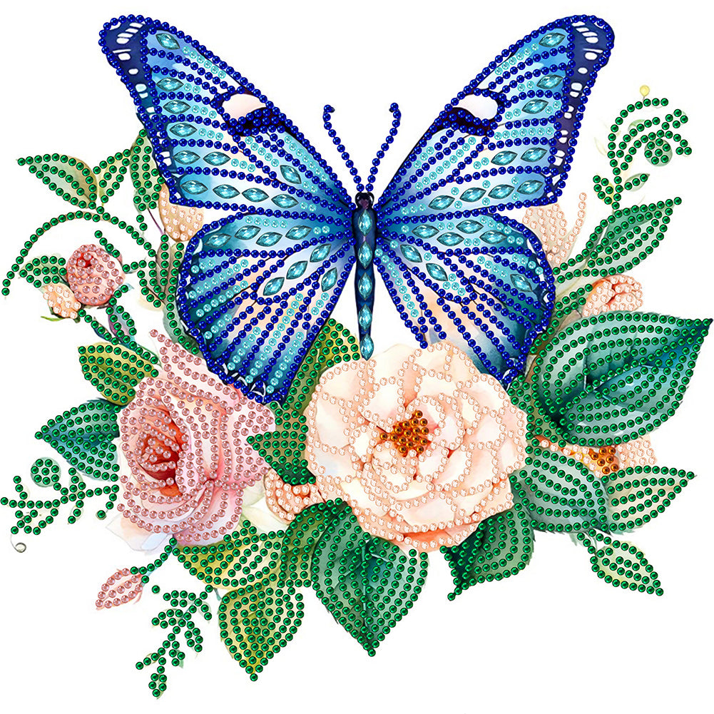 Diamond Painting - Partial Special Shaped - flowers and butterflies (30*30CM)