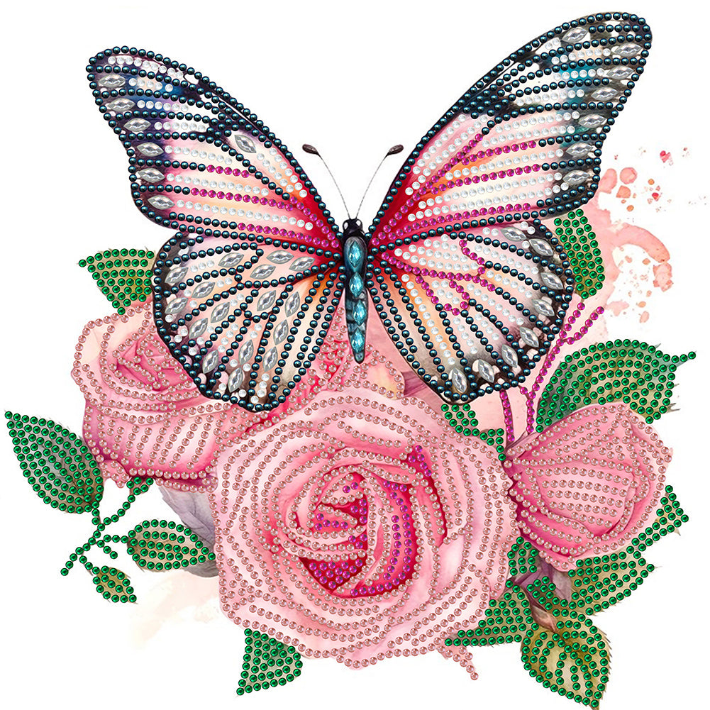 Diamond Painting - Partial Special Shaped - flowers and butterflies (30*30CM)
