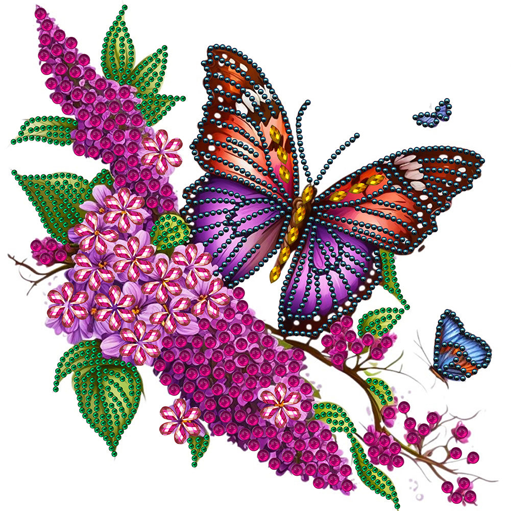 Diamond Painting - Partial Special Shaped - flowers and butterflies (30*30CM)