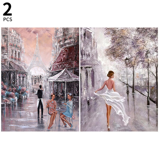 2pcs Diamond Painting Set - oil painting beautiful street (30*40CM)