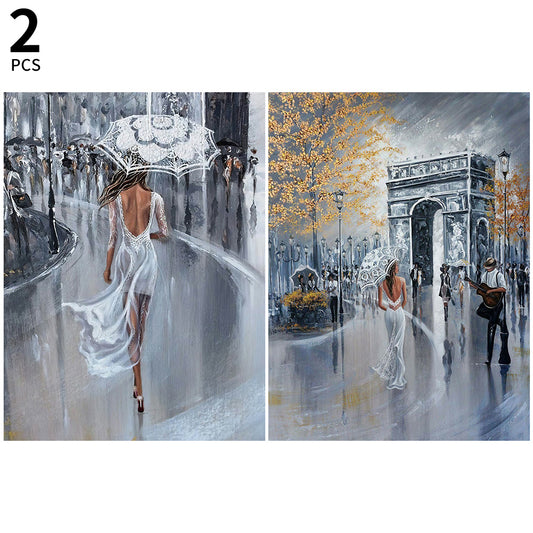 2pcs Diamond Painting Set - oil painting beautiful street (30*40CM)