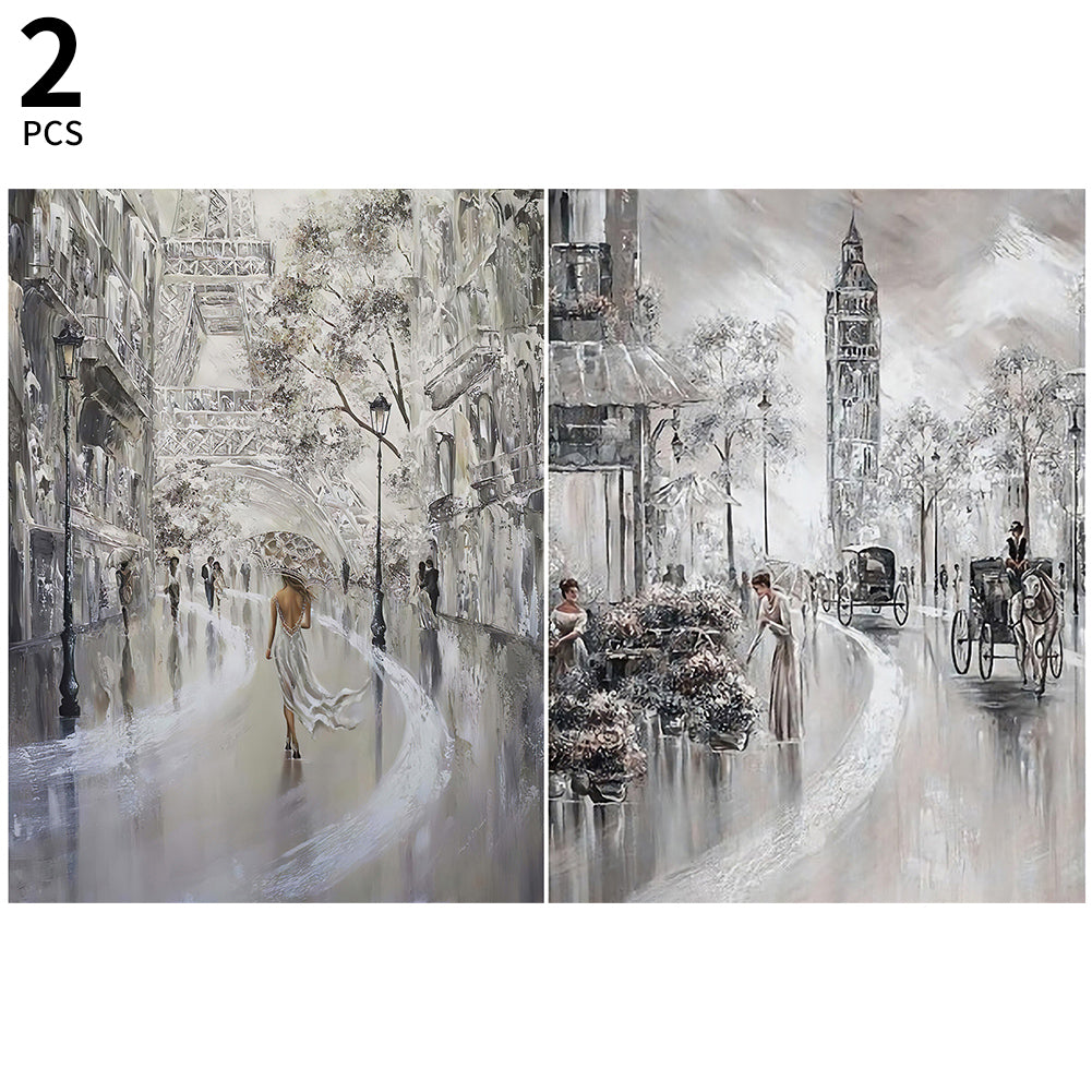 2pcs Diamond Painting Set - oil painting beautiful street (30*40CM)