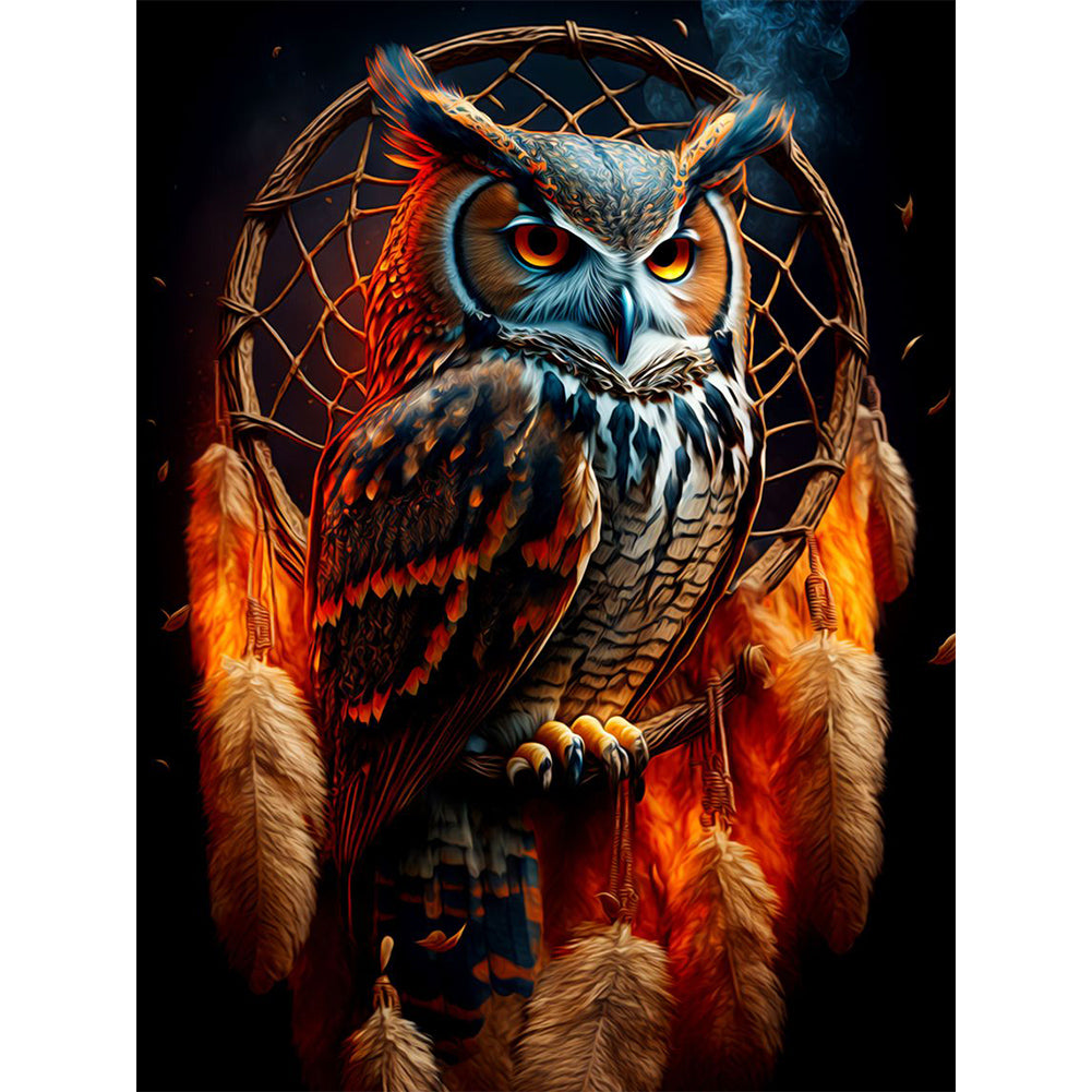 Diamond Painting - Full Round - owl dream catcher (30*40CM)