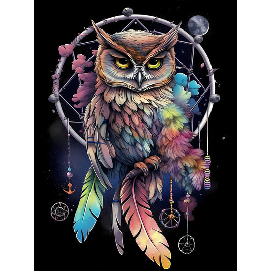 Diamond Painting - Full Round - owl dream catcher (30*40CM)