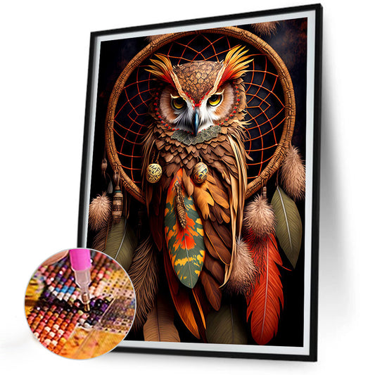 Diamond Painting - Full Round - owl dream catcher (30*40CM)