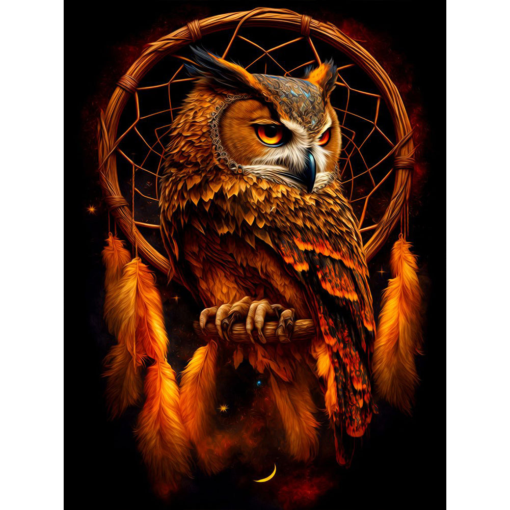 Diamond Painting - Full Round - owl dream catcher (30*40CM)