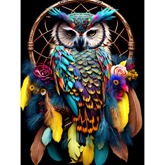 Diamond Painting - Full Round - owl dream catcher (30*40CM)