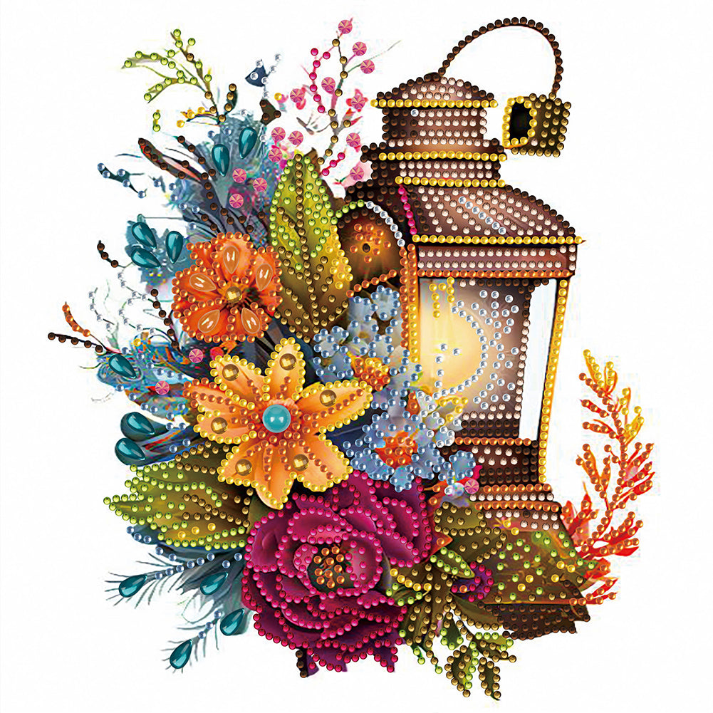 Diamond Painting - Partial Special Shaped - lamp in flower (30*30CM)