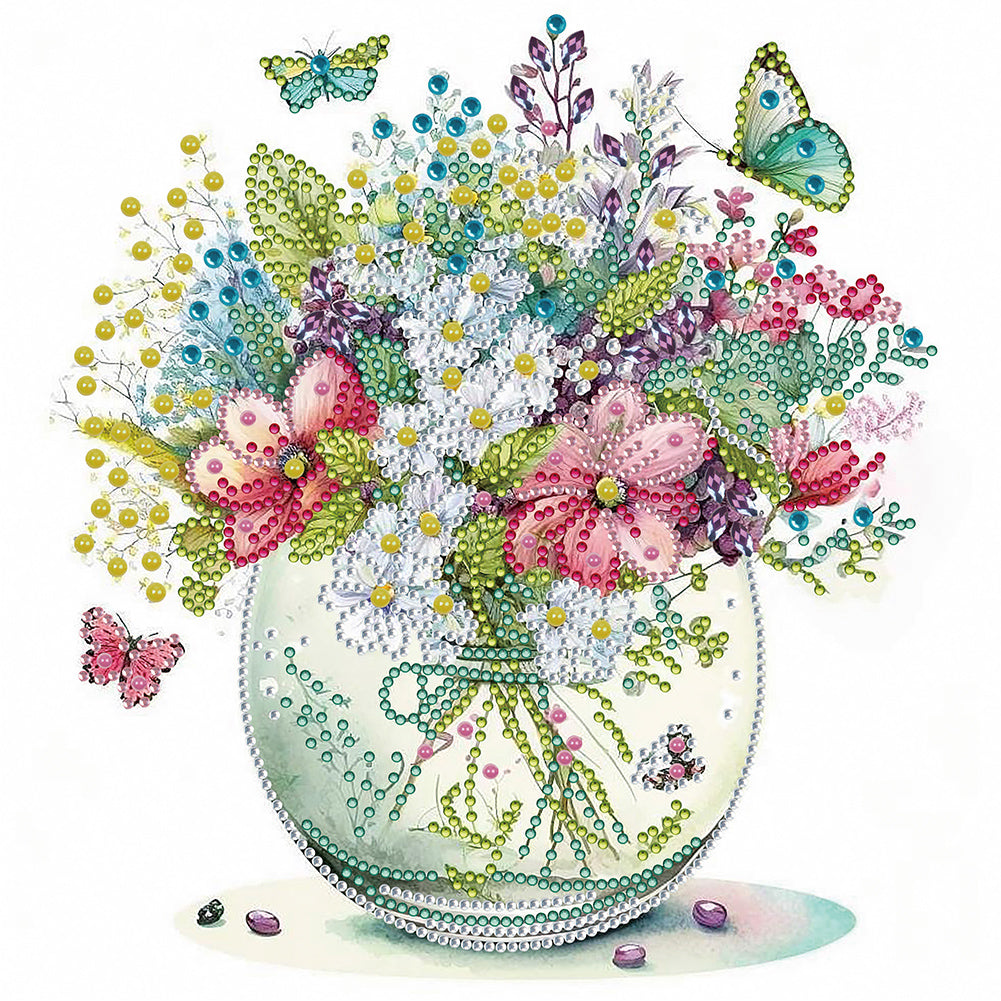 Diamond Painting - Partial Special Shaped - light green vase (30*30CM)