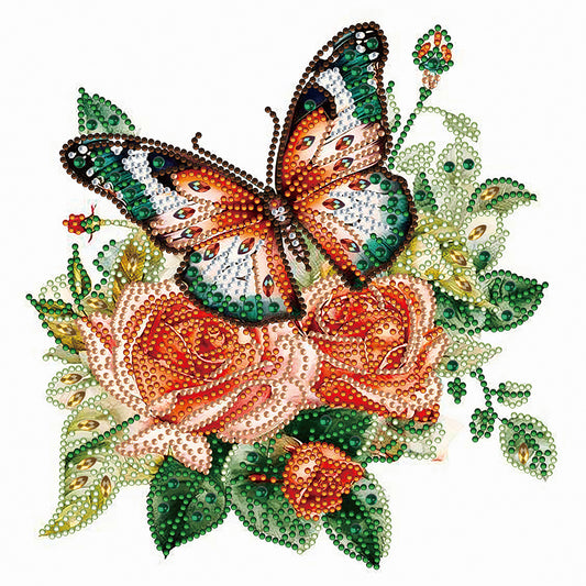 Diamond Painting - Partial Special Shaped - green butterfly (30*30CM)