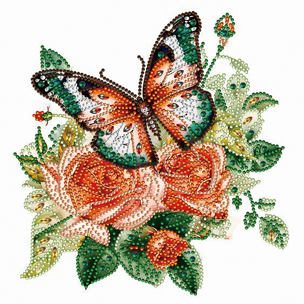 Diamond Painting - Partial Special Shaped - green butterfly (30*30CM)