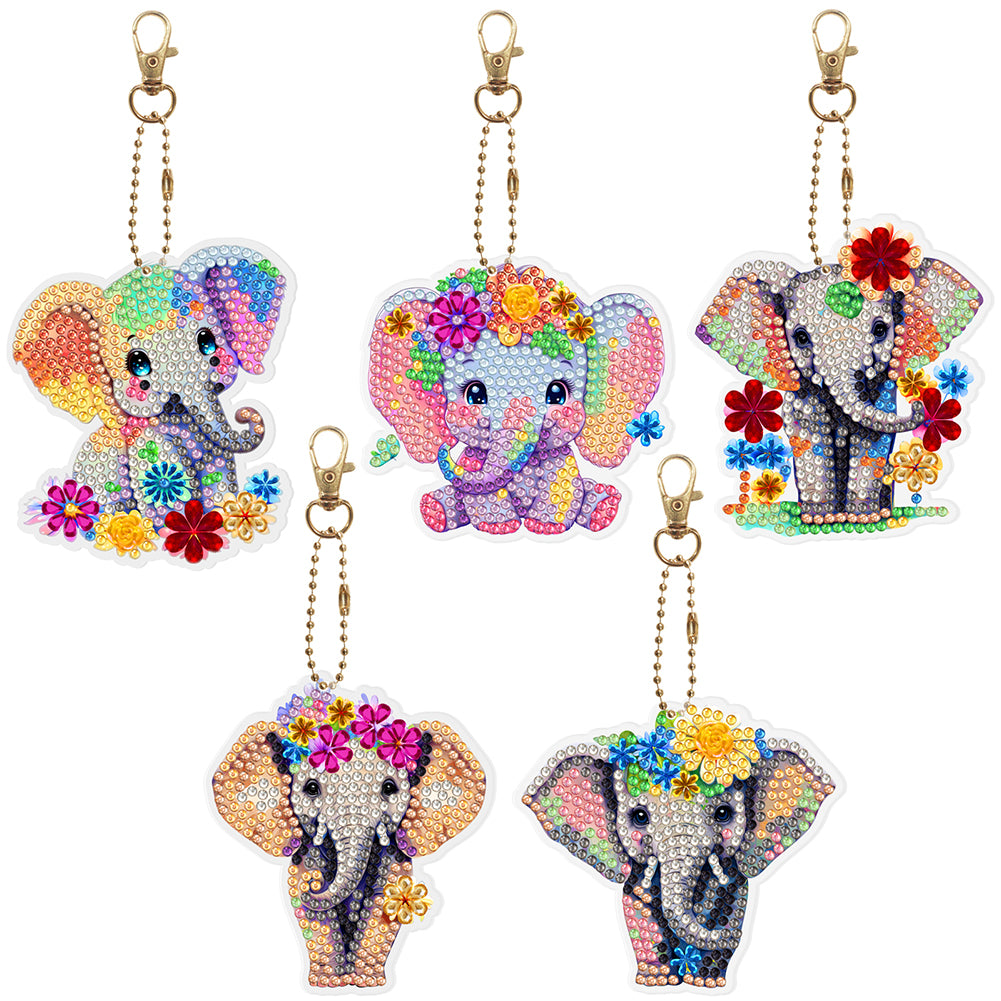 6Pcs DIY Diamonds Key Ring Double Sided Cartoon Special Shaped Hanging Ornaments