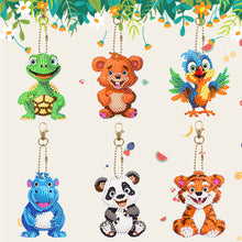 Load image into Gallery viewer, 6Pcs DIY Diamonds Key Ring Double Sided Cartoon Special Shaped Hanging Ornaments
