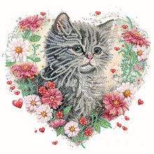 Load image into Gallery viewer, Diamond Painting - Partial Special Shaped - love flower frame cat (30*30CM)
