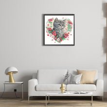 Load image into Gallery viewer, Diamond Painting - Partial Special Shaped - love flower frame cat (30*30CM)

