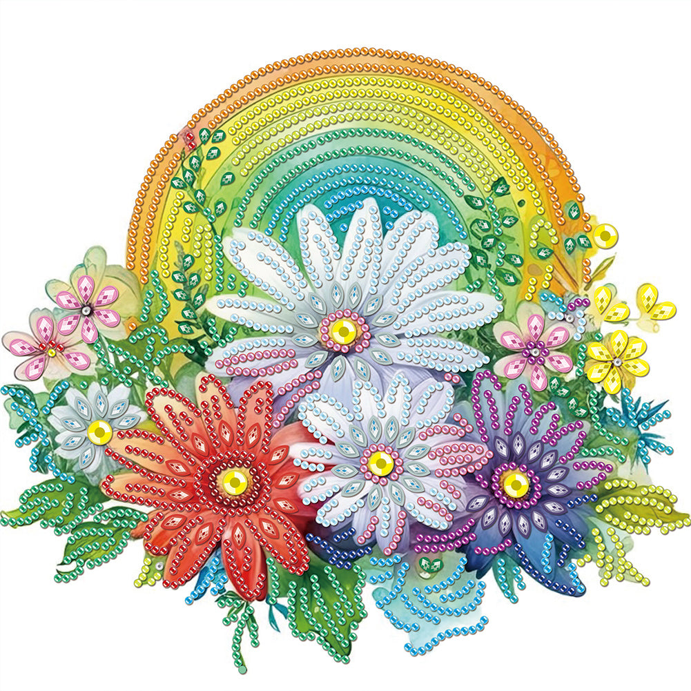 Diamond Painting - Partial Special Shaped - rainbow with flowers (30*30CM)