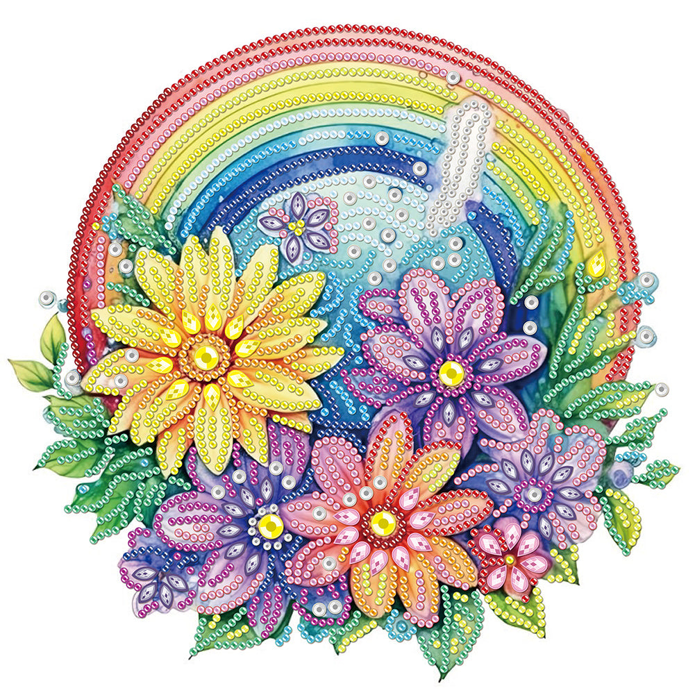 Diamond Painting - Partial Special Shaped - rainbow with flowers (30*30CM)