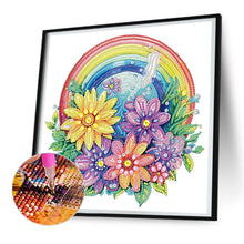 Load image into Gallery viewer, Diamond Painting - Partial Special Shaped - rainbow with flowers (30*30CM)
