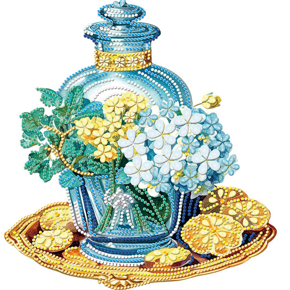 Diamond Painting - Partial Special Shaped - Flowers and Glass Vases (30*30CM)