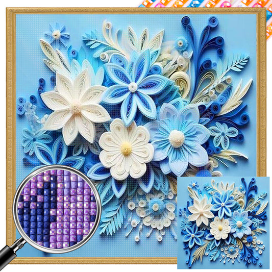 AB Diamond Painting - Full Square - embossed blue flower (40*40CM)