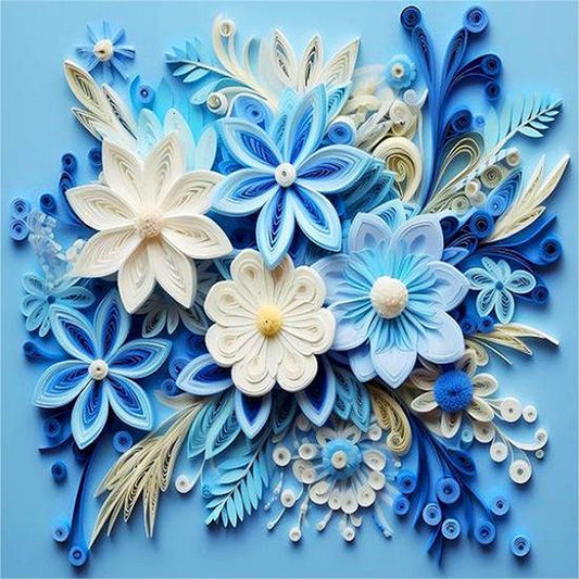 AB Diamond Painting - Full Square - embossed blue flower (40*40CM)