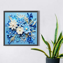 Load image into Gallery viewer, AB Diamond Painting - Full Square - embossed blue flower (40*40CM)
