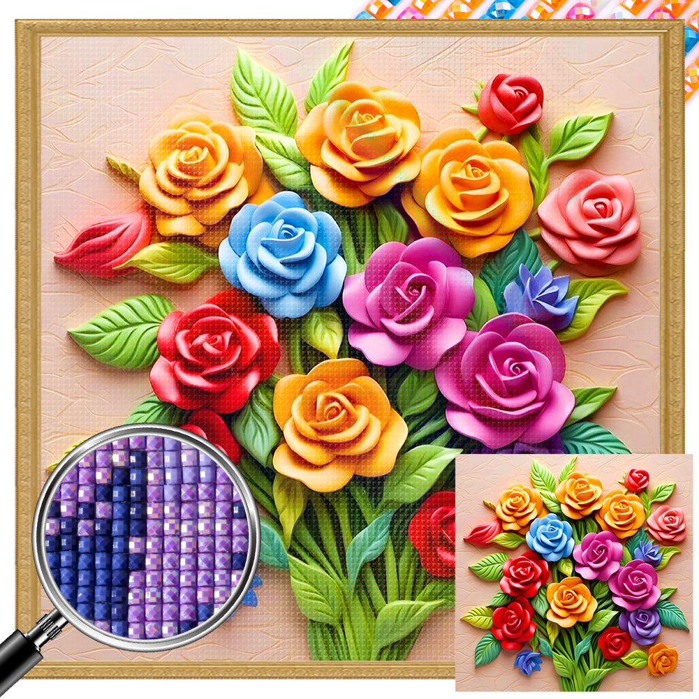 AB Diamond Painting - Full Square - Embossed roses (40*40CM)