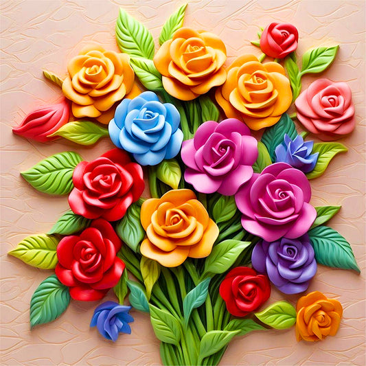 AB Diamond Painting - Full Square - Embossed roses (40*40CM)