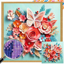 Load image into Gallery viewer, AB Diamond Painting - Full Square - butterfly and paper flower (40*40CM)
