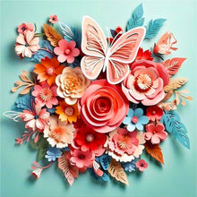 Load image into Gallery viewer, AB Diamond Painting - Full Square - butterfly and paper flower (40*40CM)
