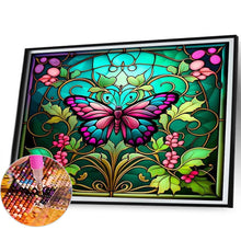 Load image into Gallery viewer, AB Diamond Painting - Full Round - stained glass butterfly (50*40CM)
