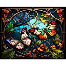 Load image into Gallery viewer, AB Diamond Painting - Full Round - stained glass butterfly (50*40CM)
