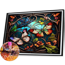Load image into Gallery viewer, AB Diamond Painting - Full Round - stained glass butterfly (50*40CM)
