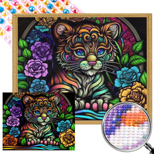 Load image into Gallery viewer, AB Diamond Painting - Full Round - stained glass tiger (50*40CM)
