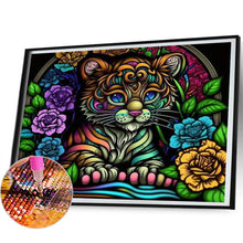 Load image into Gallery viewer, AB Diamond Painting - Full Round - stained glass tiger (50*40CM)
