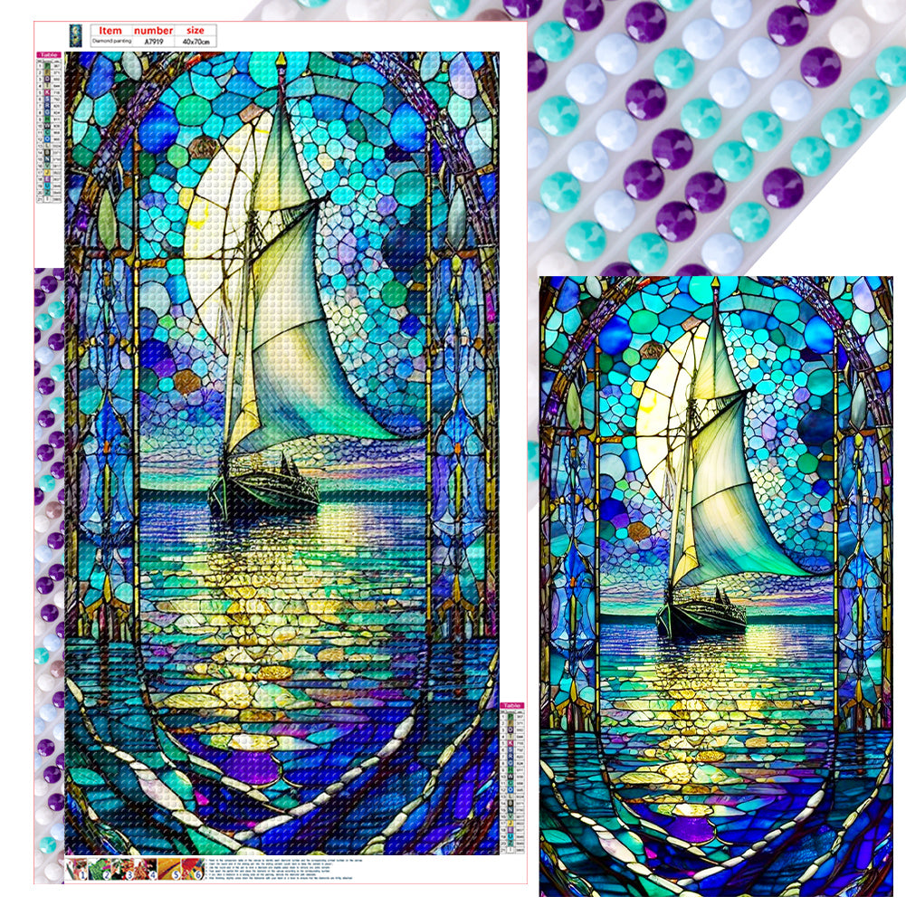 Diamond Painting - Full Round - glass sailboat (40*70CM)
