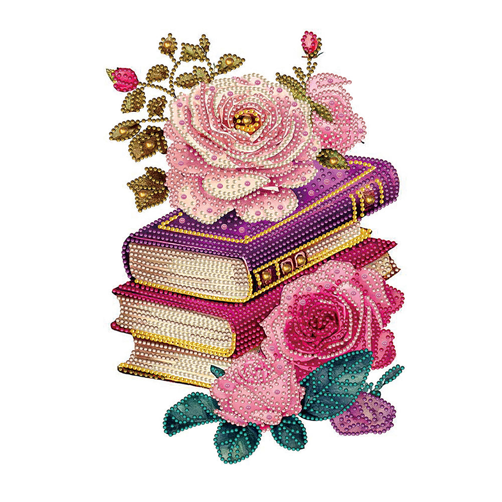 Diamond Painting - Partial Special Shaped - flowers and three books (30*40CM)
