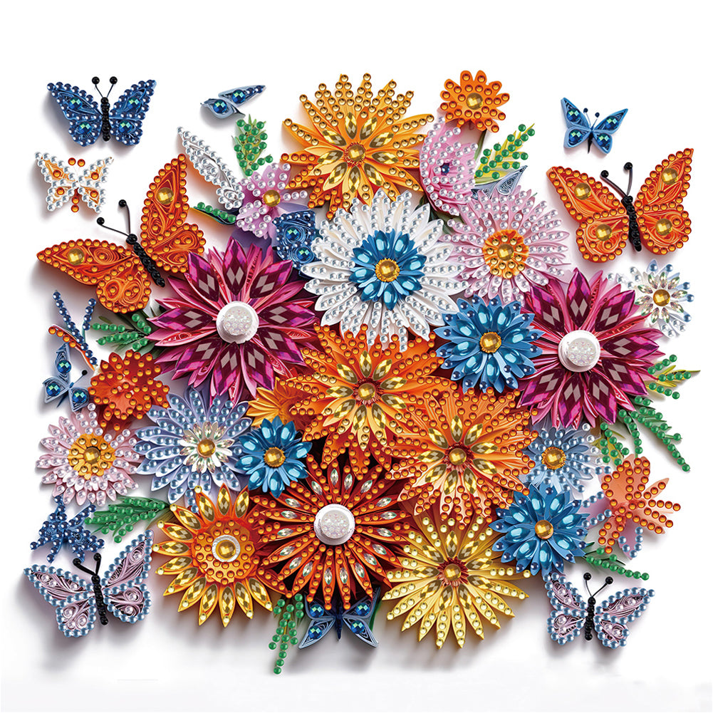 Diamond Painting - Partial Special Shaped - Butterfly wreath paper painting (30*30CM)