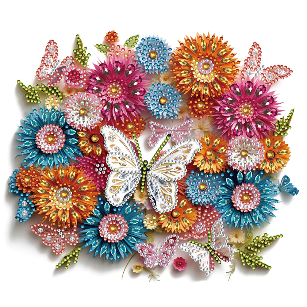 Diamond Painting - Partial Special Shaped - Butterfly wreath paper painting (30*30CM)