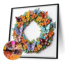 Load image into Gallery viewer, Diamond Painting - Partial Special Shaped - Butterfly wreath paper painting (30*30CM)
