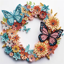 Load image into Gallery viewer, Diamond Painting - Partial Special Shaped - Butterfly wreath paper painting (30*30CM)
