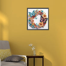 Load image into Gallery viewer, Diamond Painting - Partial Special Shaped - Butterfly wreath paper painting (30*30CM)
