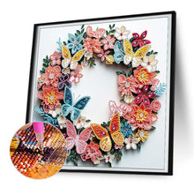 Load image into Gallery viewer, Diamond Painting - Partial Special Shaped - Butterfly wreath paper painting (30*30CM)
