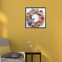 Load image into Gallery viewer, Diamond Painting - Partial Special Shaped - Butterfly wreath paper painting (30*30CM)

