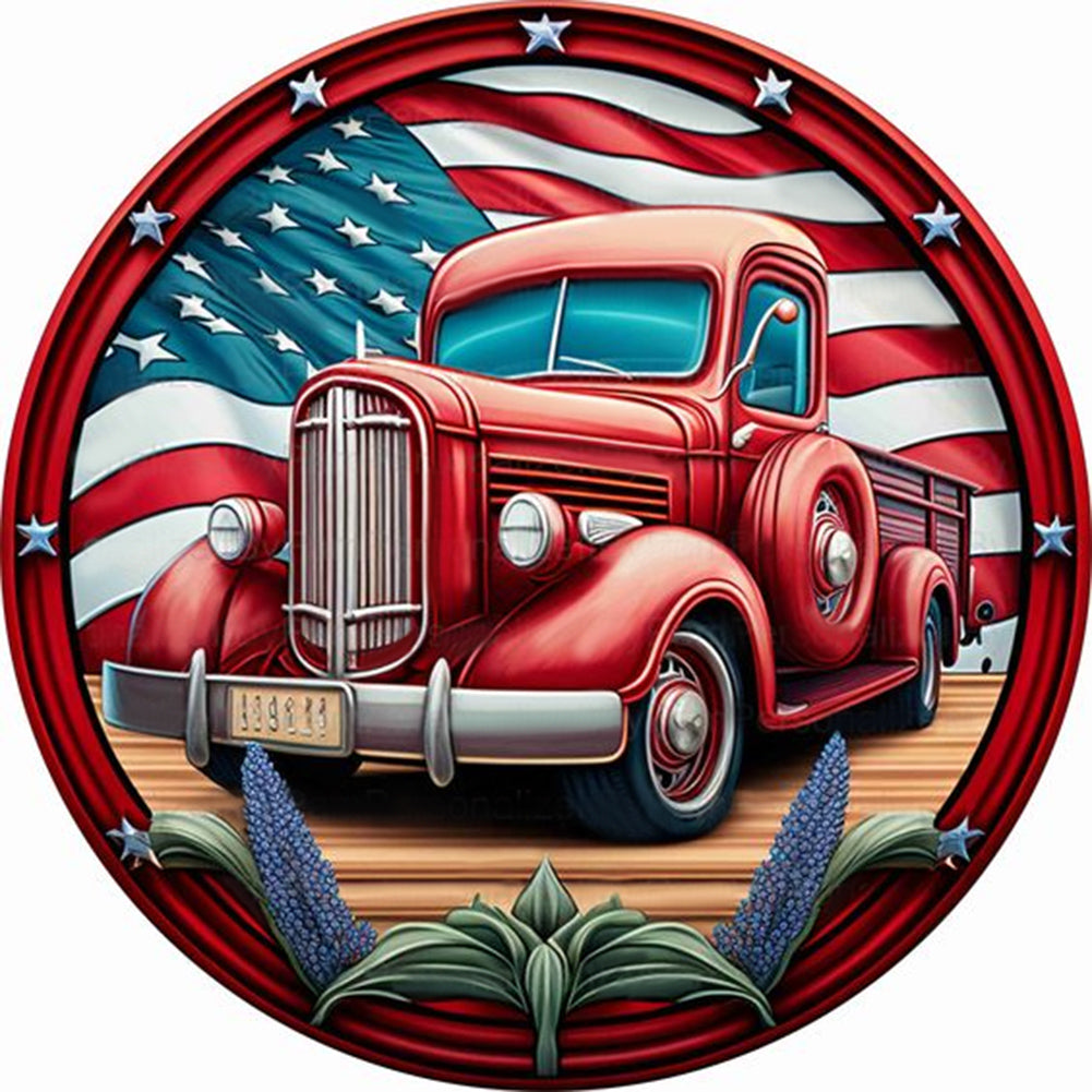 Diamond Painting - Full Round - round plate classic car (30*30CM)