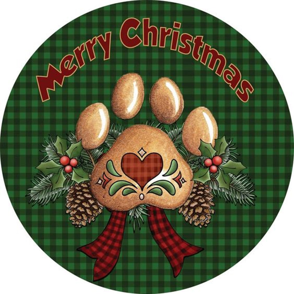 Diamond Painting - Full Round - Round Card Christmas Cat Claws (30*30CM)