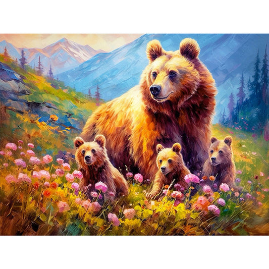 AB Diamond Painting - Full Square - Mother Bear and Baby Bear (40*30CM)