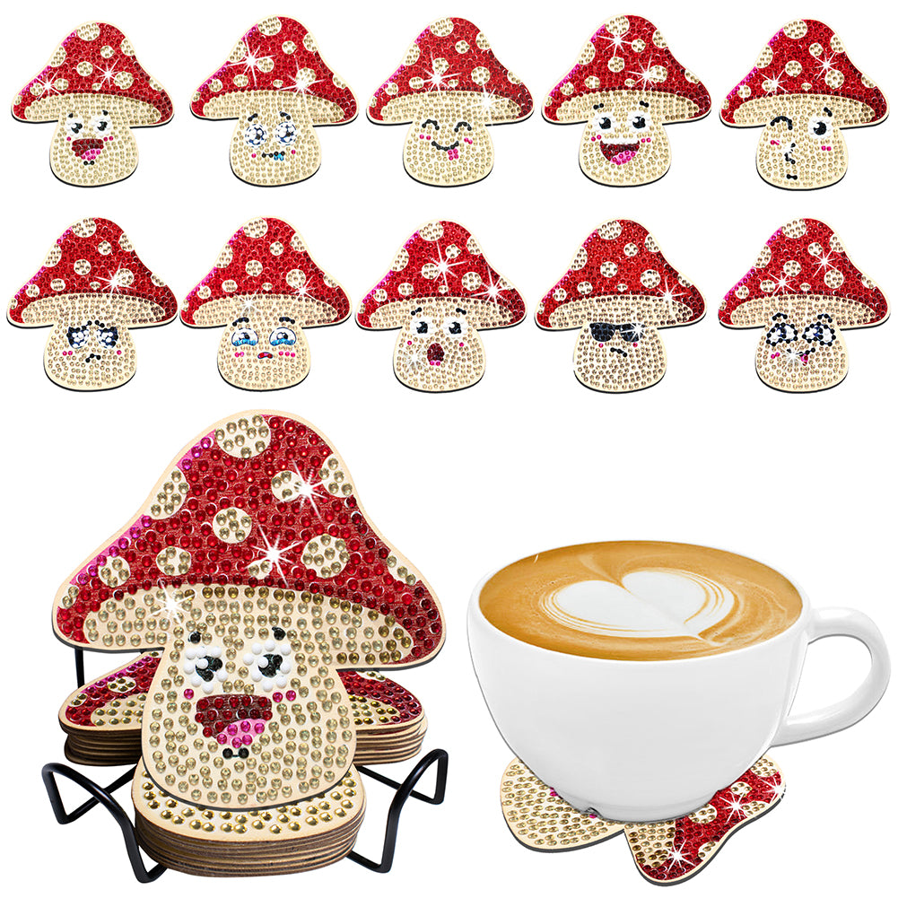 10PCS Diamond Painting Coasters Kit with Holder DIY Animals Paw Diamonds Coaster