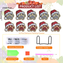 Load image into Gallery viewer, 10PCS Diamond Painting Coasters Kit with Holder DIY Animals Paw Diamonds Coaster

